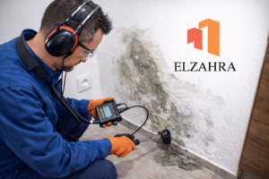 شركة كشف تسربات المياه بحي الضباط – نجران فني يقوم بكشف تسربات المياه داخل الجدران باستخدام أجهزة دقيقة