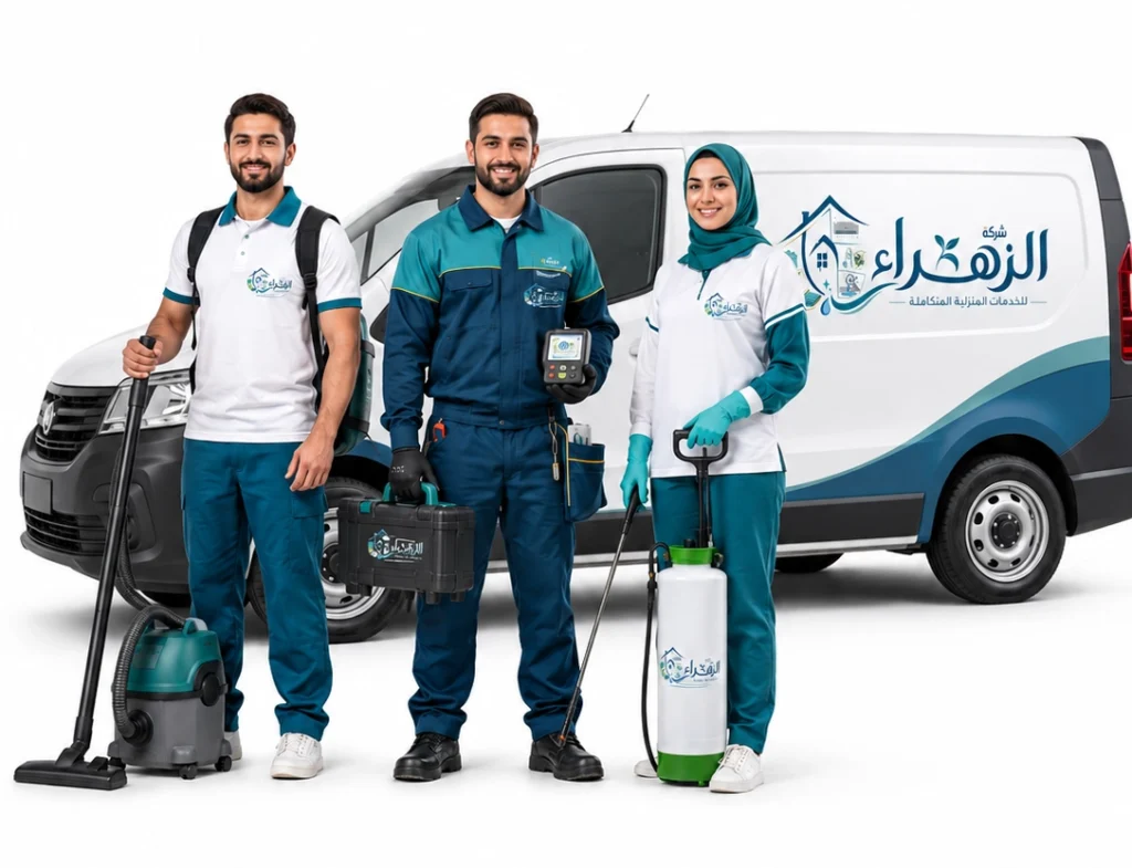 فريق شركة الزهراء يقدم خدمات التنظيف والصيانة المنزلية المتكاملة